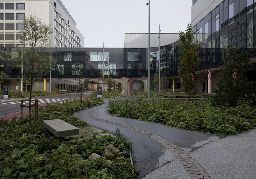 Foto av utsiden på nye Stavanger universitetssykehus.
